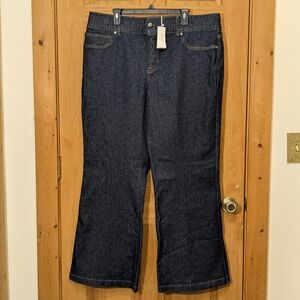 SPANX Everywear Flare Denim Jeans Raw Indigo Tummy Tamer Dark Blue Women's 3X/3T